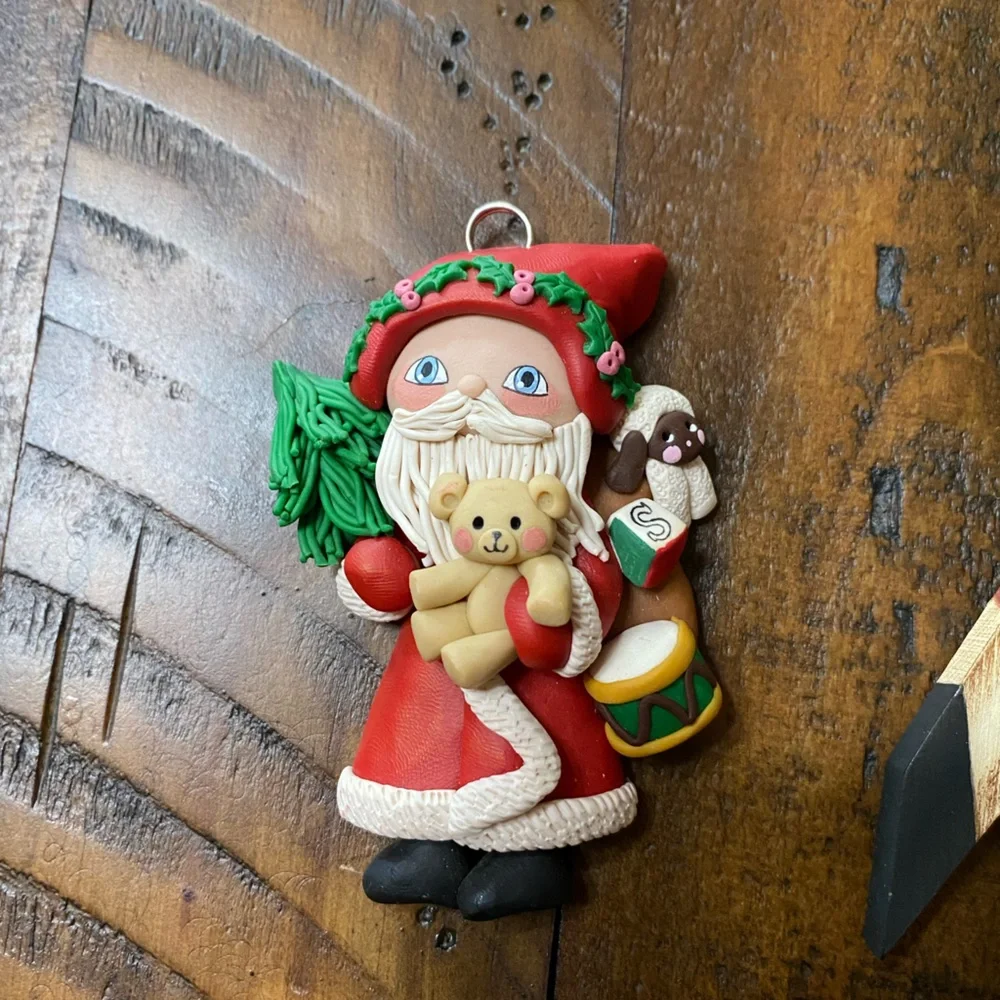 Variety of Christmas Santa Ornaments Lot of 7